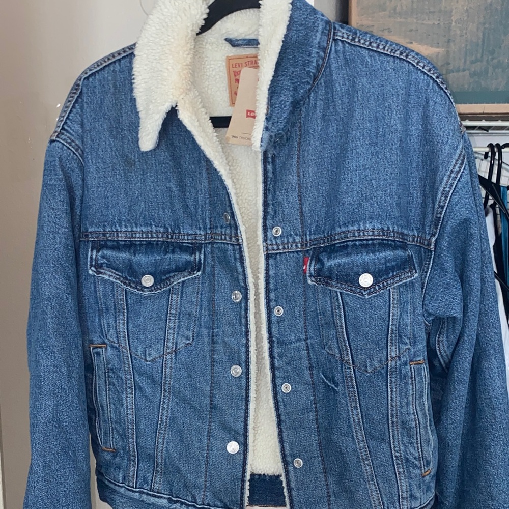 Levi's Blue Denim Jacket with Cream Sherpa Lining